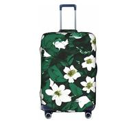 SHuWeiD Hunter Green Floral Petals Pattern print Luggage Cover Protector Suitcase Cover Polyester Washable Baggage Covers Travel Suitcase, White, Large, White, Large
