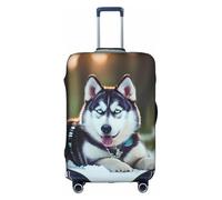 SHuWeiD Husky Dog print Luggage Cover Protector Suitcase Cover Polyester Washable Baggage Covers Travel Suitcase, White, Small, White, Small