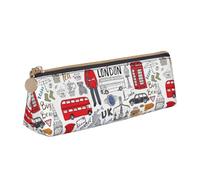 SHuWeiD I Love London print Triangle Box Multi functional Makeup Bag, Office Travel and Daily Stationery Storage, White, One Size, Lightweight