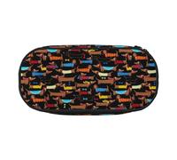 SHuWeiD I Love My Dog Dachshunds print Pen storage bag, portable cosmetic storage bag for travel, travel essentials, Black, One Size, Portability