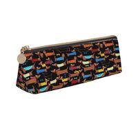 SHuWeiD I Love My Dog Dachshunds print Triangle Box Multi functional Makeup Bag, Office Travel and Daily Stationery Storage, White, One Size, Lightweight