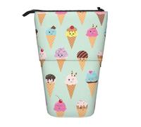 SHuWeiD Ice Cream Cones print Vertical retractable case, fit for pens, cosmetics, and small essentials, daily use, Black, One Size, Fashion