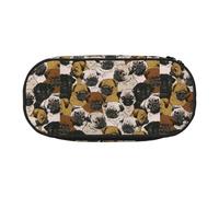 SHuWeiD Imagen De Pug print Pen storage bag, portable cosmetic storage bag for travel, travel essentials, Black, One Size, Portability