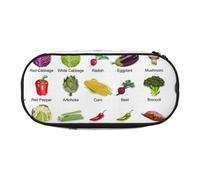 SHuWeiD Introduction of various vegetables print Pen storage bag, portable cosmetic storage bag for travel, travel essentials, Black, One Size, Portability