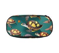 SHuWeiD many Animals Sea Turtles print Pen storage bag, portable cosmetic storage bag for travel, travel essentials, Black, One Size, Portability