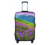 SHuWeiD Nature Purple Flowers Meadow Mountain Scenic print Luggage Cover Protector Suitcase Cover Polyester Washable Baggage Covers Travel Suitcase, White, Large, White, Large