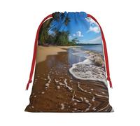 SHuWeiD Ocean Tropical Island print Super soft velvet Present bag Multipurpose Present Bags for Candy and Grocery Storage