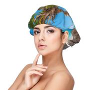 SHuWeiD Ocean Tropical Palm Trees Print Adult's Satin Sleeping Cap, Unisex Satin Sleep Cap, 13 inches Sleeping caps Black, Black, One size
