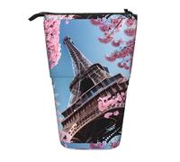 SHuWeiD Oil Painting Paris Eiffel Tower print Vertical retractable case, fit for pens, cosmetics, and small essentials, daily use, Black, One Size, Fashion