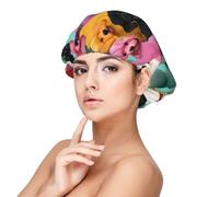 SHuWeiD Poodles Dogs Print Adult's Satin Sleeping Cap, Unisex Satin Sleep Cap, 13 inches Sleeping caps Black, Black, One Size, Black, One Size