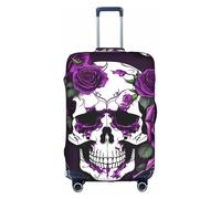 SHuWeiD Purple Rose skeleton print Luggage Cover Protector Suitcase Cover Polyester Washable Baggage Covers Travel Suitcase, White, S