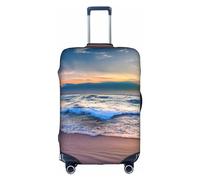 SHuWeiD Serene Seaside Sunset print Luggage Cover Protector Suitcase Cover Polyester Washable Baggage Covers Travel Suitcase, White, Large, White, Large