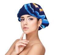 SHuWeiD Sky Blue Heart Print Adult's Satin Sleeping Cap, Unisex Satin Sleep Cap, 13 inches Sleeping caps, Black, One size