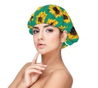 SHuWeiD Spring Sunflowers Flowers Print Adult's Satin Sleeping Cap, Unisex Satin Sleep Cap, 13 inches Sleeping caps Black, Black, One Size, Black, One Size
