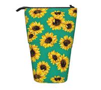 SHuWeiD Spring Sunflowers Flowers print Vertical retractable case, fit for pens, cosmetics, and small essentials, daily use, Black, One Size, Fashion