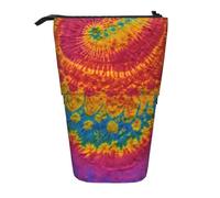 SHuWeiD Tie Dye Hippies print Vertical retractable case, fit for pens, cosmetics, and small essentials, daily use, Black, One Size, Fashion