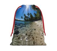SHuWeiD Tropical Island print Super soft velvet Present bag Multipurpose Present Bags for Candy and Grocery Storage