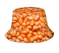 Shuwekk Funny Food Bucket Hat,Ramen Hot Dog Baked Beans Cheese Pattern Bucket Hats Sun Cap Packable Fisherman Hat, Baked Beans, One Size