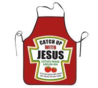 Shuwekk Holiday Celebration Aprons for Halloween Thanksgiving Christmas, Kitchen Cooking Grilling Apron Bib Apron, Catch Up With Jesus Christian, One size