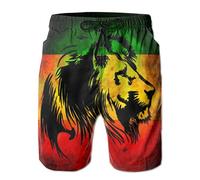 Shuwekk Mens Swim Trunks Printed Beach Shorts Quick Dry Summer Boardshorts - White - Large