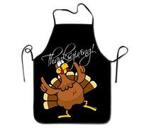 Shuwekk Thanksgiving Kitchen Apron - Polyester Bib Apron for Men & Women, Adjustable Neck Strap