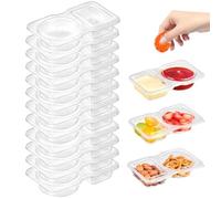 SHUXIA 12PCS Reusable Snack Containers,Double Compartment SnackPots with Lids,Reusable Snack Pots,Portable Snack Box with Compartments,Dip Container Mini SnackPacks for Meal Prep,Work,Picnic,Travel