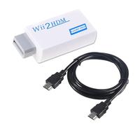 SHUXIA 1pcs Wii to HD-MI Adapter,1080P/720p Wii HD-MI Converter,Wii hd-mi Adapter with 1.5m Cable&3.5mm Audio Video Output Jack,Plug and Play,Compatible for All Wii Display Modes(White)
