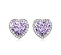 Shuxin Sterling Silver Stud Earrings for Women, Silver Cubic Zirconia Stud Earrings, Big Clear Faux Crystal Diamond Gemstone Studs Earrings, Bridal Earrings for Brides Bridesmaids Wedding