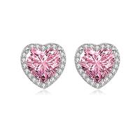 Shuxin Sterling Silver Stud Earrings for Women, Silver Cubic Zirconia Stud Earrings, Big Clear Faux Crystal Diamond Gemstone Studs Earrings, Bridal Earrings for Brides Bridesmaids Wedding