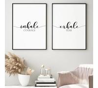 SHUYINGHENGXIE Inhale Courage Exhale Fear Black and White Poster Minimalist Canvas Wall Art Print Decorative Picture Painting Nordic Room Decor No Frame-40x50cmX2