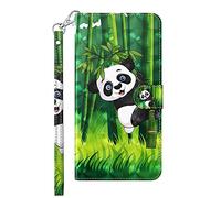 SHUYIT Case for Huawei P Smart 2021, Shockproof 3D PU Leather Case Notebook Flip Wallet Case with Stand Card Slots Magnetic Clasp TPU Bumper Phone Cover for Huawei P Smart 2021, Panda