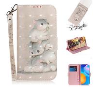 SHUYIT Case for Huawei P Smart 2021 / Y7A, 3D PU Leather Case Notebook Flip Wallet Case with Stand Card Slots Magnetic Clasp Shockproof Bumper Phone Cover for Huawei P Smart 2021 / Y7A, Baby hamster