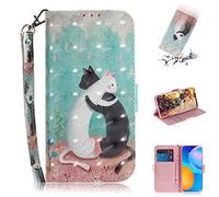 SHUYIT Case for Huawei P Smart 2021 / Y7A, 3D PU Leather Case Notebook Flip Wallet Case with Stand Card Slots Magnetic Clasp Shockproof Bumper Phone Cover for Huawei P Smart 2021 / Y7A, cat
