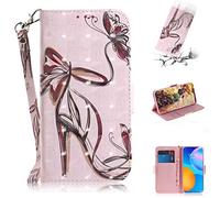SHUYIT Case for Huawei P Smart 2021 / Y7A, 3D PU Leather Case Notebook Flip Wallet Case with Stand Card Slots Magnetic Clasp Shockproof Bumper Phone Cover for Huawei P Smart 2021 / Y7A, high heels