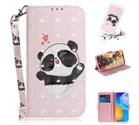 SHUYIT Case for Huawei P Smart 2021 / Y7A, 3D PU Leather Case Notebook Flip Wallet Case with Stand Card Slots Magnetic Clasp Shockproof Bumper Phone Cover for Huawei P Smart 2021 / Y7A, Cute panda