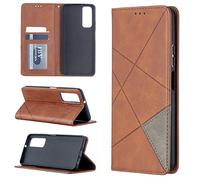 SHUYIT Case for Huawei P Smart 2021 / Y7A, Shockproof PU Leather Case Notebook Flip Wallet Case with Magnetic Closure Stand Card Slots TPU Bumper Protective Cover for Huawei P Smart 2021 / Y7A, Brown