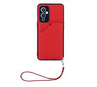 SHUYIT Case for OnePlus 9, Premium PU Leather Wallet Case with Card Holder Stand Slots Magnetic Clasp Shockproof Soft TPU Protective Cover Case for OnePlus 9, Red