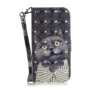 SHUYIT Case for Oppo A5 2020 / A9 2020 / A11 / A11X, Colorful 3D PU Leather Case Notebook Flip Wallet Case with Stand Card Slots Magnetic Clasp Shockproof Bumper Phone Cover, Black cat