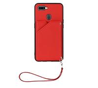 SHUYIT Case for Oppo A5S / A7 / A12, Premium PU Leather Wallet Case with Card Holder Stand Slots Magnetic Clasp Shockproof Soft TPU Protective Cover Case for Oppo A5S / A7 / A12, Red