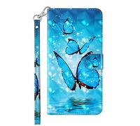 SHUYIT Case for Xiaomi Poco C3, Shockproof 3D PU Leather Case Notebook Flip Wallet Case with Stand Card Slots Magnetic Clasp TPU Bumper Phone Cover for Xiaomi Poco C3, Blue Butterflies