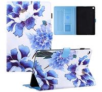 SHUYIT Tablet Case for Huawei MatePad T10S 10.1" / T10 9.7" 2020, Shockproof PU Leather Flip case Wallet Stand Cover with Card Slots Magnetic Clasp Protective Cover, Blue Flower