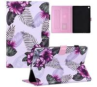 SHUYIT Tablet Case for Huawei MatePad T10S 10.1" / T10 9.7" 2020, Shockproof PU Leather Flip case Wallet Stand Cover with Card Slots Magnetic Clasp Protective Cover, Purple Flower