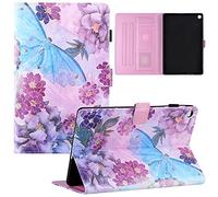 SHUYIT Tablet Case for Huawei MatePad T10S 10.1" / T10 9.7" 2020, Shockproof PU Leather Flip case Wallet Stand Cover with Card Slots Magnetic Clasp Protective Cover, Butterfly Flower