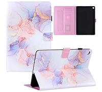 SHUYIT Tablet Case for Huawei MatePad T10S 10.1" / T10 9.7" 2020, Shockproof PU Leather Flip case Wallet Stand Cover with Card Slots Magnetic Clasp Protective Cover, White Marble