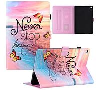 SHUYIT Tablet Case for Huawei MatePad T10S 10.1" / T10 9.7" 2020, Shockproof PU Leather Flip case Wallet Stand Cover with Card Slots Magnetic Clasp Protective Cover, Sea Flower