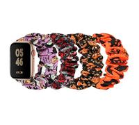 ShuYo 4 Packs Scrunchie Band Compatible with Apple Watch 38mm 40mm 41mm 42mm 44mm 45mm 49mm,Cute Printed Elastic Bands Women Bracelet Strap for iWatch Series 8 7 6 5 4 3 2 1 SE Ultra (Skull + Purple