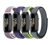 ShuYo Sport Loop Nylon Band Compatible with Fitbit Inspire 3/2/HR/Ace 3, Adjustable Rugged Velcro Replacement Wristband Strap for Men Women (4 Pack)