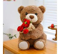 SHUZHENG 2026 New Cute Bear Plush Toy with Red Rose, Bear for Girlfriend with a Cute Bouquet of Flowers,Gifts for Girlfriend, Valentine’s Day, Anniversary, Christmas
