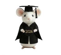 SHUZHENG Class of 2026 Felt Mouse Ornaments,Handmade Wool Felt Mouse with Graduation Cap,Mini Needle Felted Graduate Figurine with Diploma,Unique Wool Mice Crafts Decor Gift for Graduates 2026