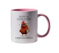 SHUZHENG Funny Novelty Mug - Here We Fu*King Go Again... I Mean Good Morning,15oz Funny Sarcastic Coffee Mug,F-unny Sarcastic Coffee Mugs Chicken Fun Work Cup for Mom,Sister,BFF,Friends,Coworkers